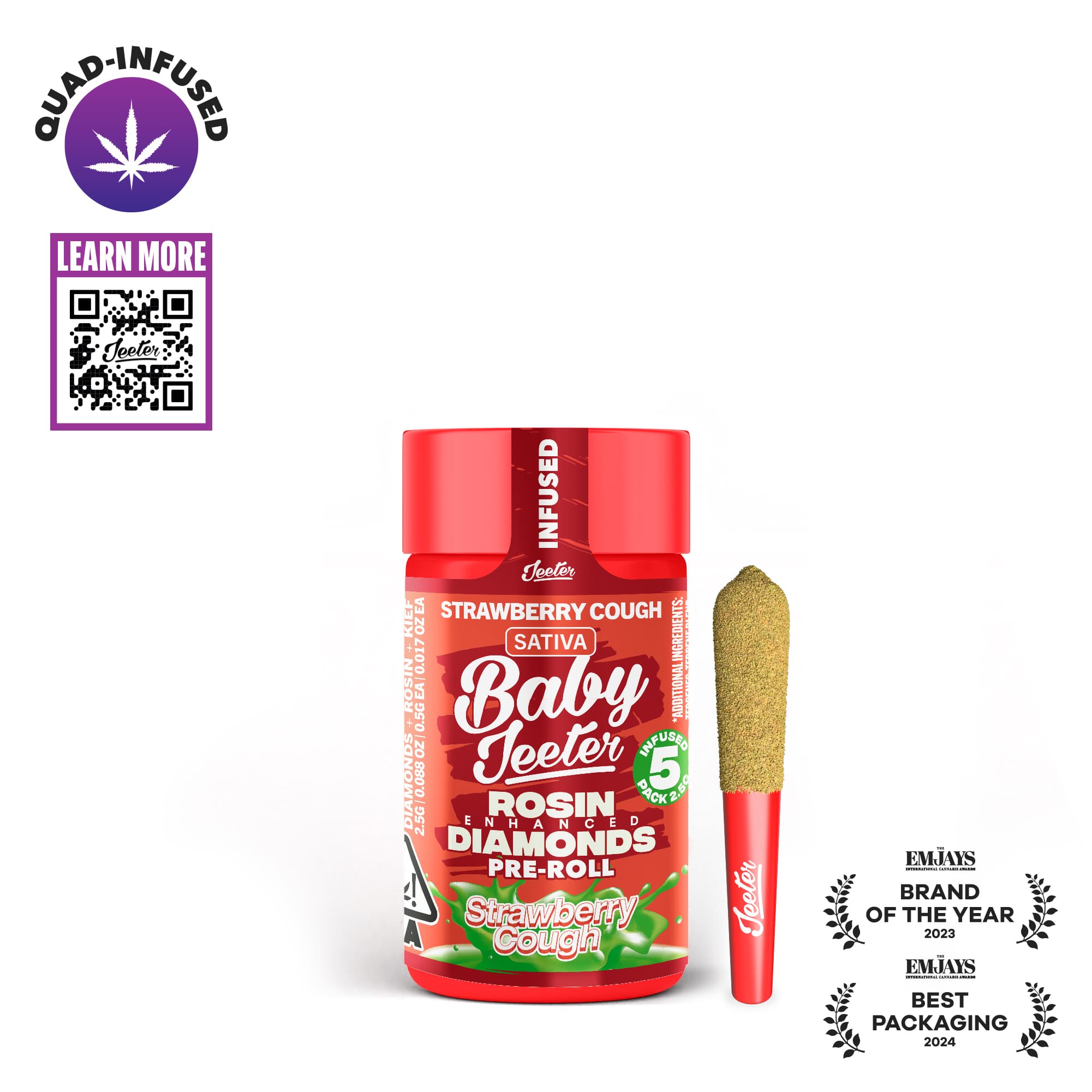 Jeeter Strawberry Cough Baby Jeeter Infused Pre-Roll 5-pack