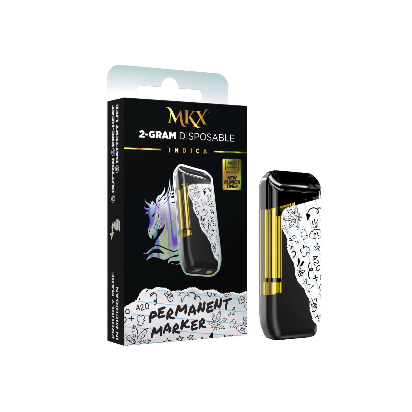 MKX Oil Co. 2g MKX Disposable - Permanent Marker 2g Disposable - Indica vape cartridge