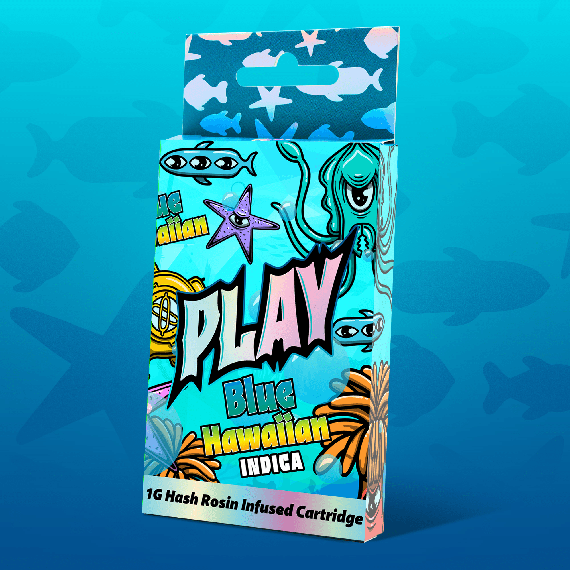 Play Cannabis Blue Hawaiian Rosin Infused Distillate vape cartridge