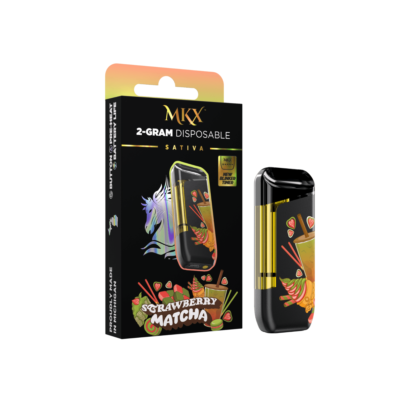 MKX Oil Co. 2g MKX Disposable - Strawberry Matcha 2g Disposable - Sativa vape cartridge