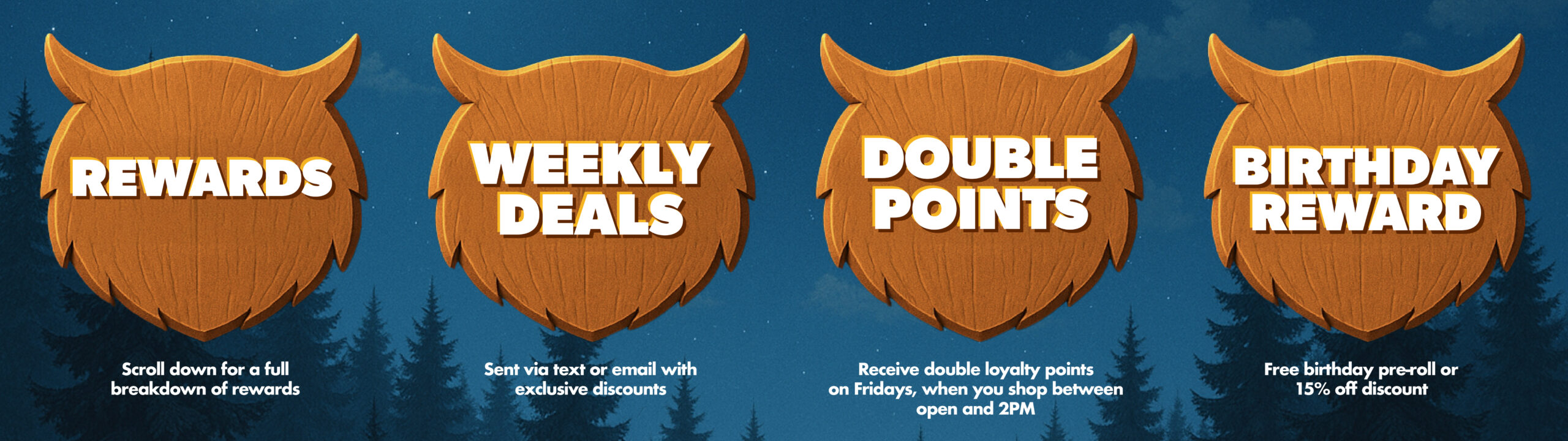 Olswell Cannabis Loyalty Program — rewards, weekly deals, double points Fridays, and birthday discounts for customers in Adrian, Grand Rapids, Traverse City, and Kalkaska.
